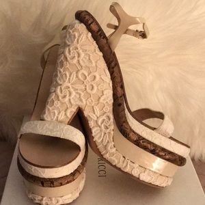 Nina Ricci Platforms Lace Trim Sandals